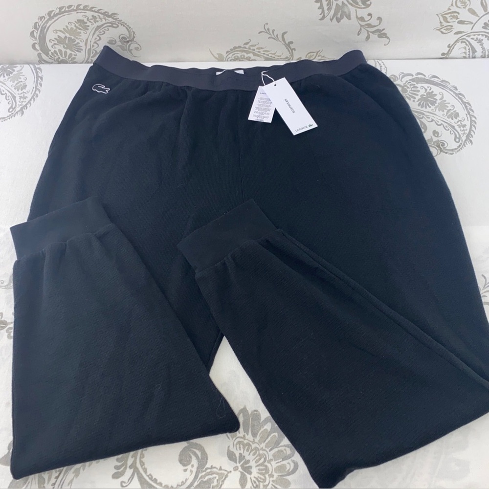 NEW! Lacoste Sleepwear Pants Mens
XXL Black Cotton Logo Waistband Athleisure NWT